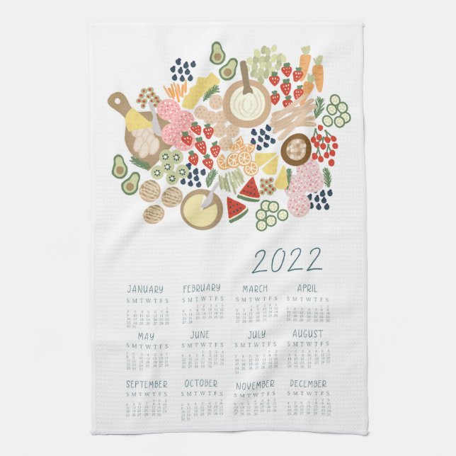 2022 Tea Towel Calendar Charcuterie Board Kitchen Geschirrtuch (Vertikal)