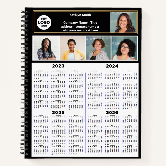 2023 2024 2025 2026 Kalender Foto Modernes Busines Notizbuch (Vorderseite)