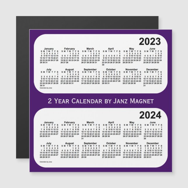 2023-2024 Lila 2-Jahres-Kalender von Janz Magnet (Vorne/Hinten)