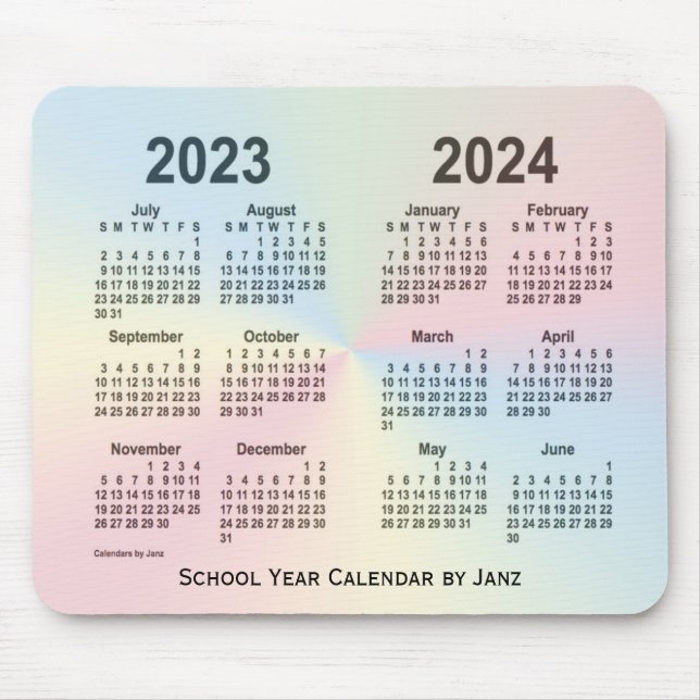 2023-2024 Rainbow Cloud School Calendar by Janz Mousepad (Vorne)