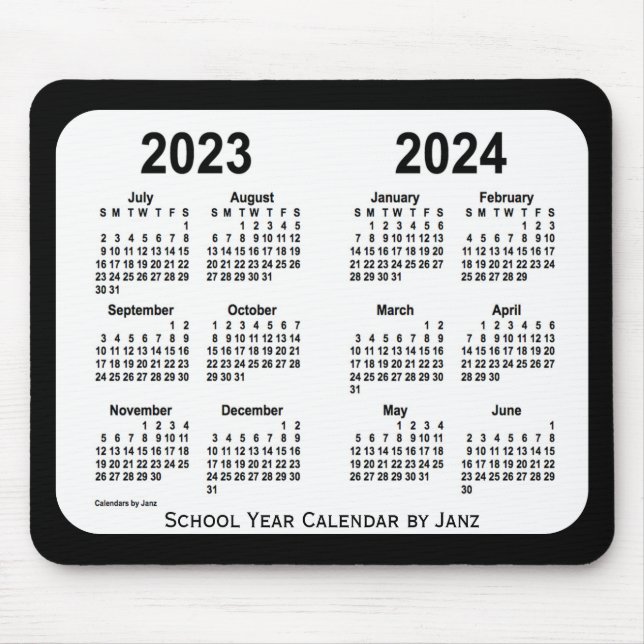 2023-2024 Schwarz-Weiß-Schulkalender von Janz Mousepad (Vorne)