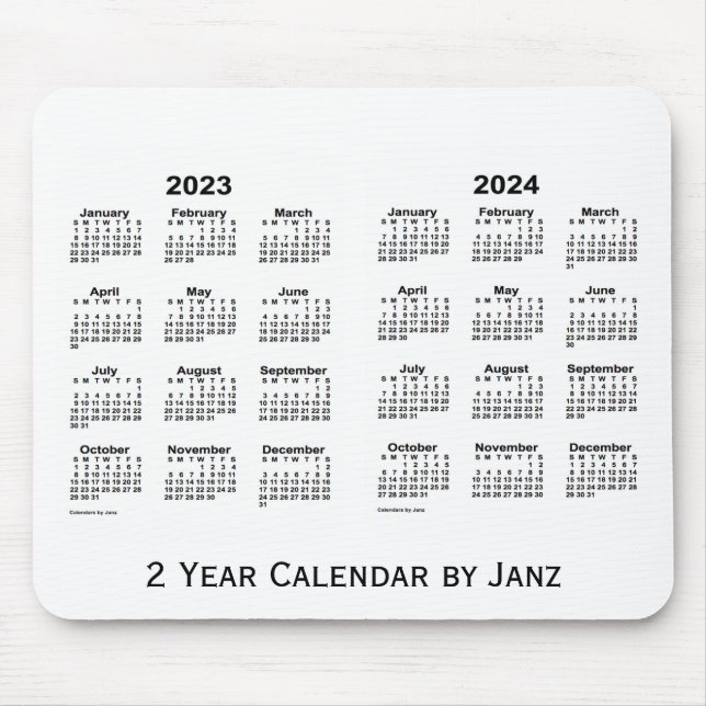 2023-2024 Weißer 2-Jahres-Kalender von Janz Mousep Mousepad (Vorne)