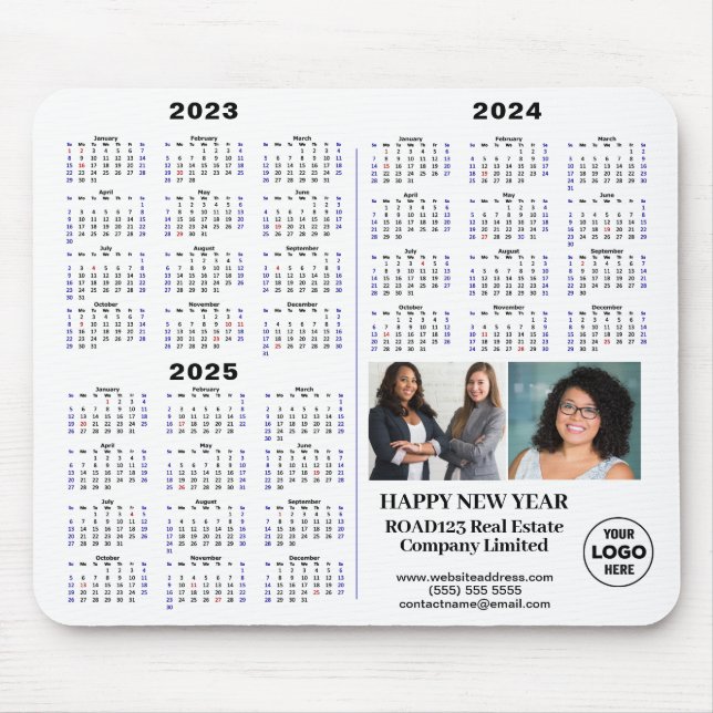 2023 - 2025 Kalender Modernes Business Minimalisti Mousepad (Vorne)