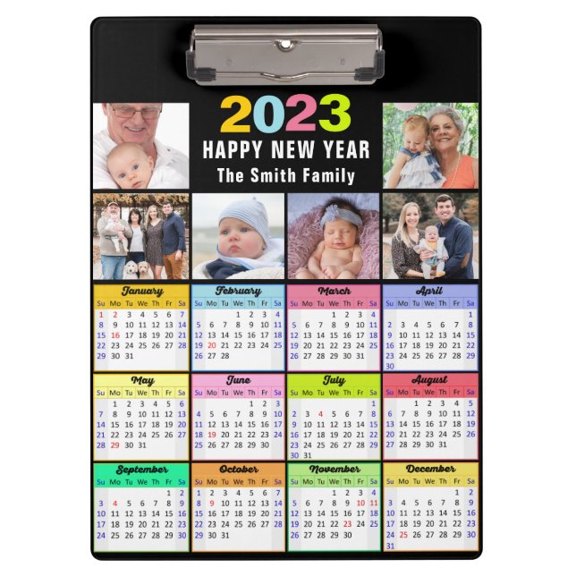 2023-2026 Kalender Custom Family 6 Foto Modern Klemmbrett (Vorderseite)