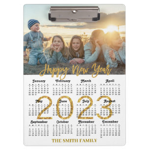 2023-2026 Kalender Gold Glitzer Script Foto Klemmbrett