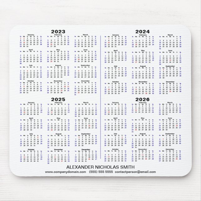 2023 - 2026 Kalender Minimalistisch 4 Jahre Benutz Mousepad (Vorne)