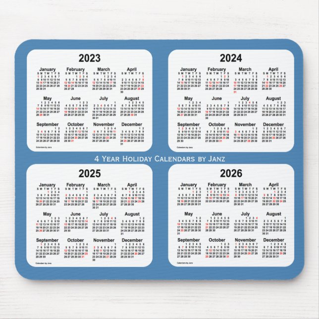 2023-2026 Steel Blue Holiday Calendar von Janz Mousepad (Vorne)