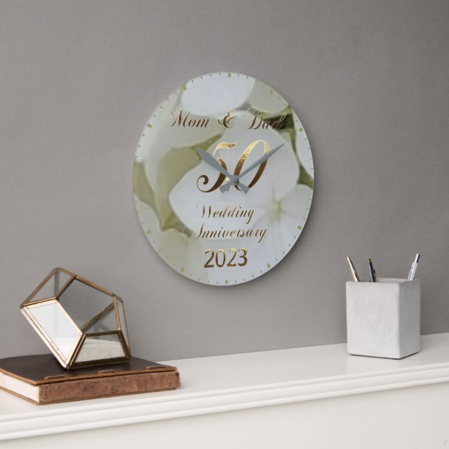 2023 50 Jahre Goldene Hochzeitseltern Große Wanduhr (Büro)