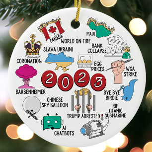 2023 Année en révision Céramique ornement de Noël