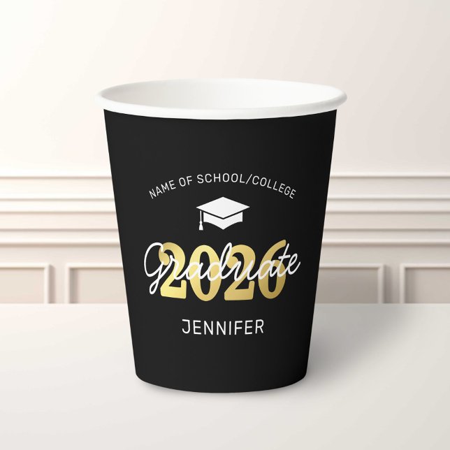 2023 Black Gold Graduation Party Paper Cups Pappbecher (Von Creator hochgeladen)