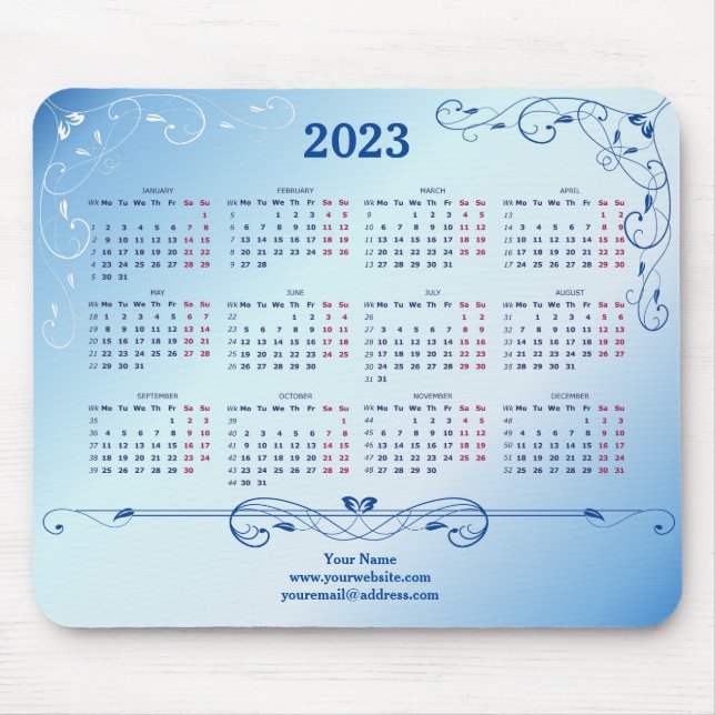 2023 Blue Elegant Mouse Pad Mousepad (Vorne)
