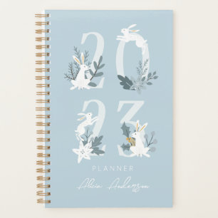 2023 Blue Winter Floral & Foliage Bunny Planner Planer