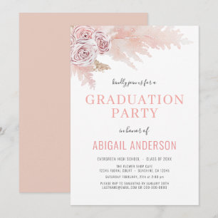 2023 Boho Graduation Floral Palms Girly Invitation