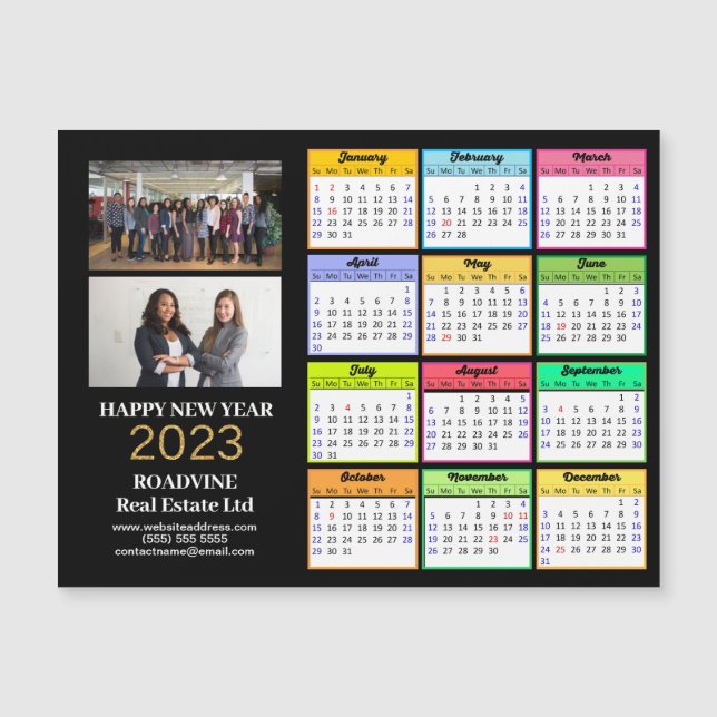 2023 Business 2 Foto Moderner Farbkalender Magnet (Vorderseite)