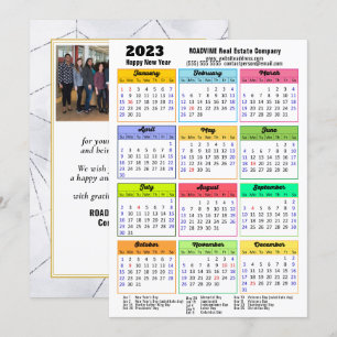 2023 Business Calendar Modernes Gray Black Foto Feiertagskarte