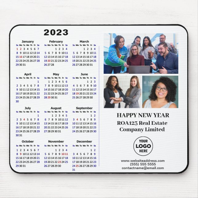 2023 Calendar Business Foto Firmenlogo Benutzerdef Mousepad (Vorne)