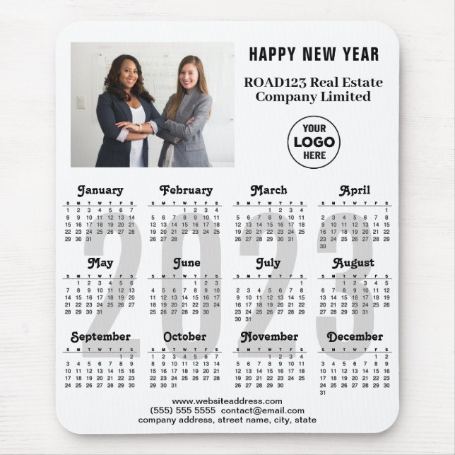 2023 Calendar Business Foto Firmenlogo Benutzerdef Mousepad (Vorne)