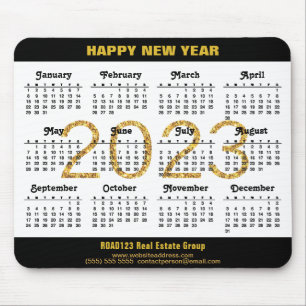 2023 Calendar Business Modernes Gold Script einfac Mousepad