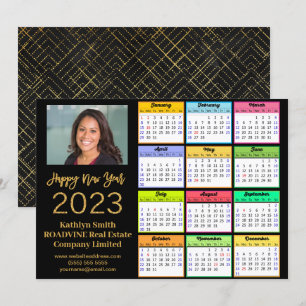 2023 Calendar Business Modernes Gold Script Foto Feiertagskarte