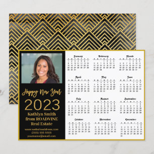 2023 Calendar Business Modernes Gold Script Foto Feiertagskarte