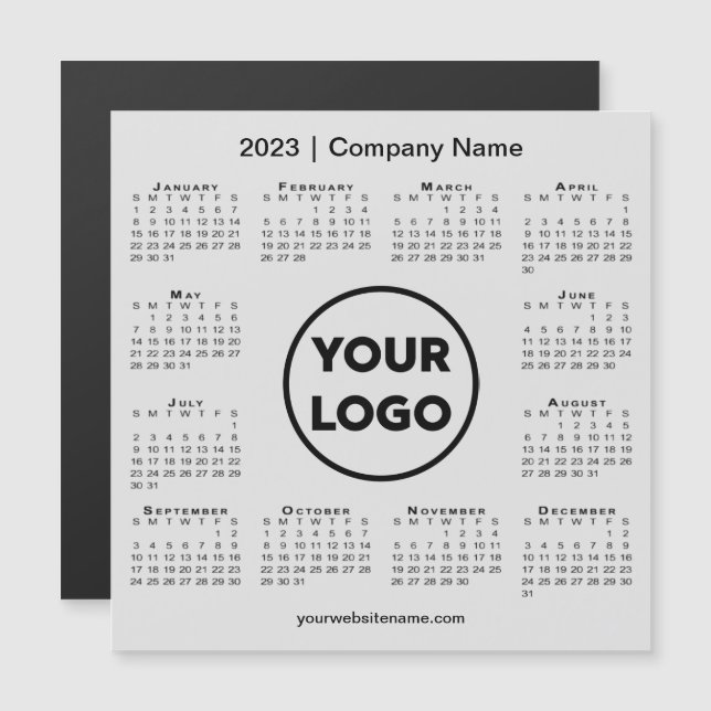 2023 Calendar Company Logo auf Light Gray Magnet (Vorne/Hinten)