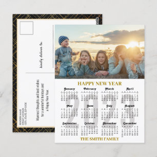 2023 Calendar Modernes Foto mit Golden und Schwarz Postkarte
