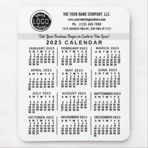 2023 Calendar White Custom Business Logo Name Easy Mousepad