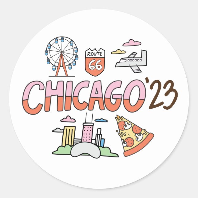 2023 Chicago Runder Aufkleber (Vorderseite)