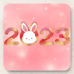 2023, Chinesisches Neujahr, Kaninchen Getränkeuntersetzer