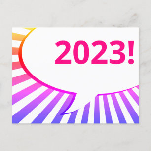 2023 Comic-Blase auf der Postkarte