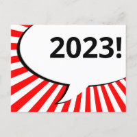 2023 Comic-Blase auf der Postkarte