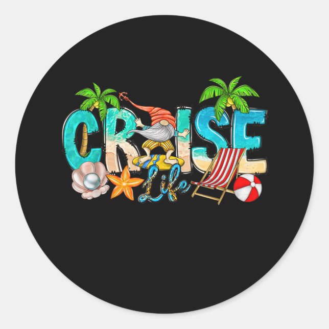 2023 Cruise Life Family Vacation Beach Gnome Match Runder Aufkleber (Vorderseite)