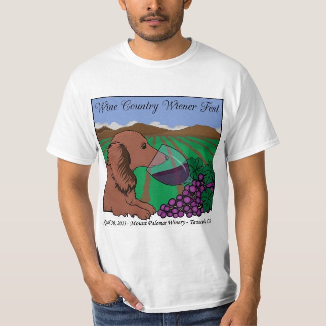 2023 Dackel Weinland T - Shirt auf Weiß (Vorderseite)