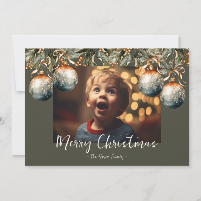 2023 Ein-Foto-Ornament Feiertagskarte (Vorderseite)