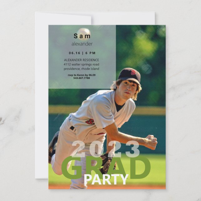2023 Einladung zur Baseball Foto Graduation Party  (Vorderseite)