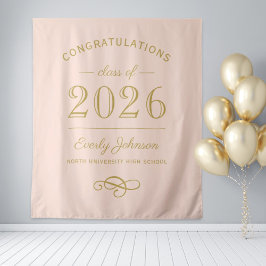 2023 Eleganter Blush und Gold Custom Abschluss Wandteppich