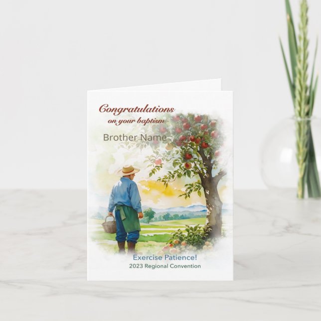 2023 Exercise Patience! Carte de baptême JW Conven (Devant)