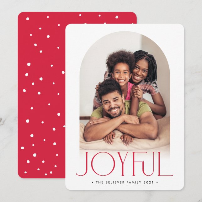 2023 FAMILY FOTO Minimalist Bogen JOYFUL Rot Ankündigung (Vorne/Hinten)