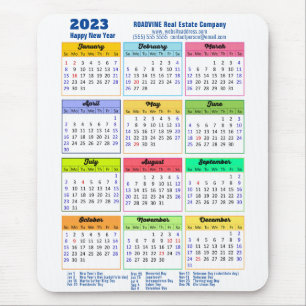 2023 farbenfroher Kalender Modern Blue Business  Mousepad