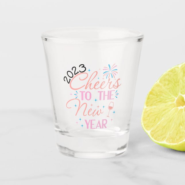 2023 Feiern zum neuen Jahr Schnapsglas (Vorderseite)