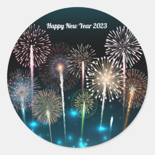 2023 Feuerwerkskörper Neujahr Klassischer Rundaufk Runder Aufkleber