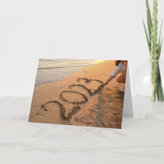 2023 Frohes neues Jahr, Beach Sand Writing Karte (Vorderseite)