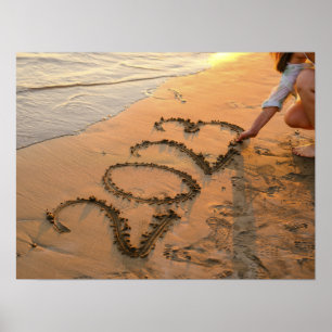 2023 Frohes neues Jahr, Beach Sand Writing Poster