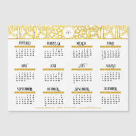 2023 Gold Lotus Monogram Business Calendar Magnetkarte