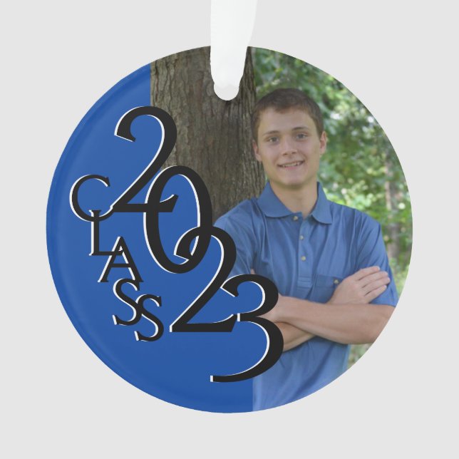 2023 Graduate Blue Class-Foto Ornament (Vorderseite)