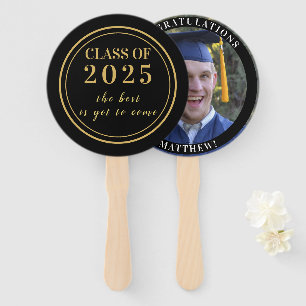 2023 Graduate Inspirational Foto Gold Black Fächer