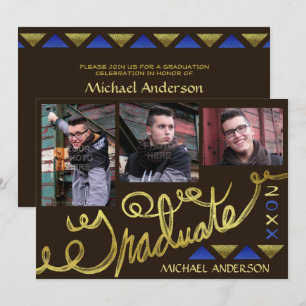 2023 Graduationspartei Gold Typografie Modernes Fo Einladung