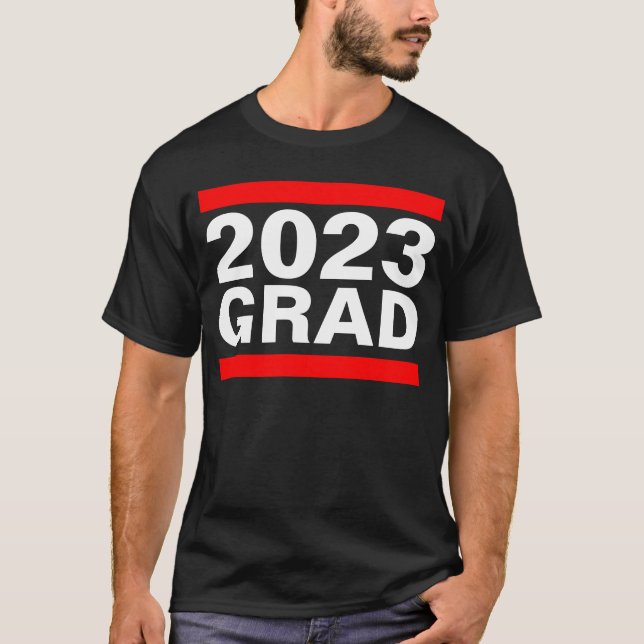 2023 Grand Black Red White Cool Block Abschluss T-Shirt (Vorderseite)