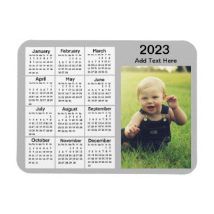 2023 Gray Mini Foto Calendar Magnet