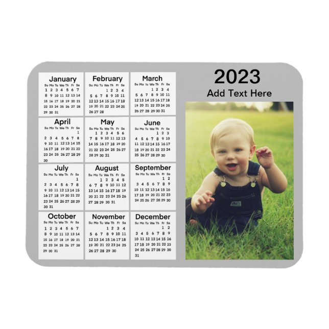 2023 Gray Mini Foto Calendar Magnet (Horizontal)